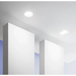 SNOW INCASSO IN GESSO ROTONDO O QUADRATO VERNICIABILE DIFFUSORE IN VETRO CON LAMPADINA ATTACCO GU10