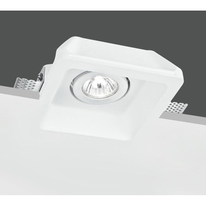 MORGANA INCASSO IN GESSO ROTONDO O QUADRATO ORIENTABILE VERNICIABILE CON LAMPADINA ATTACCO GU10