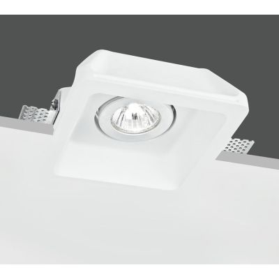 MORGANA INCASSO IN GESSO ROTONDO O QUADRATO ORIENTABILE VERNICIABILE CON LAMPADINA ATTACCO GU10