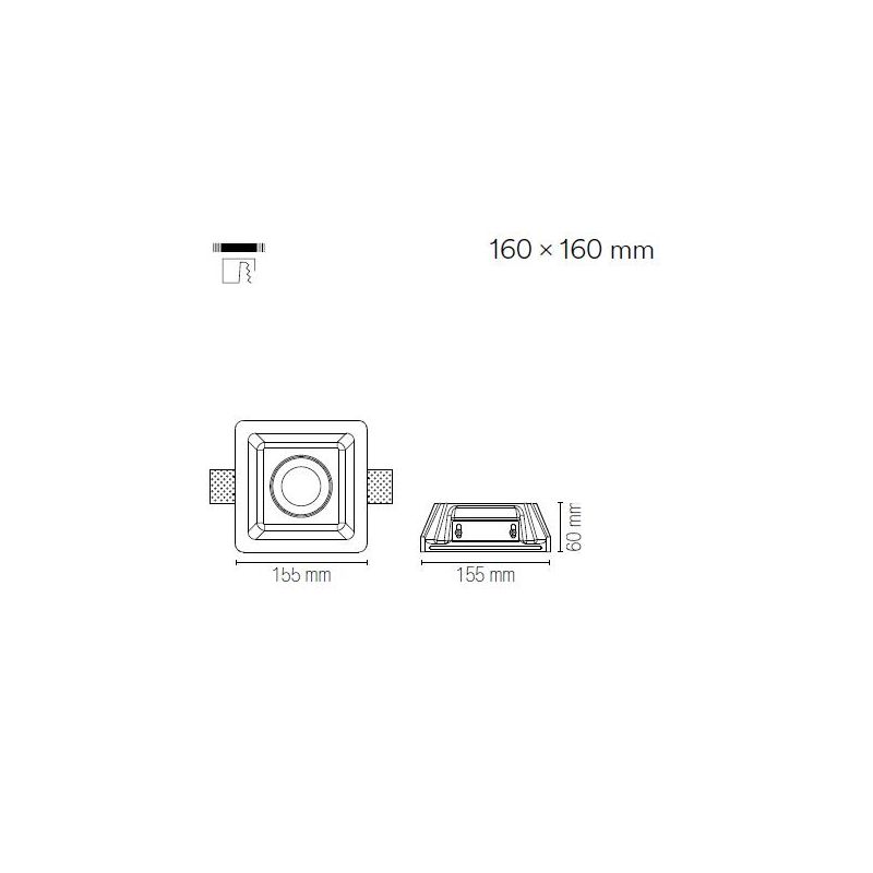 MORGANA INCASSO IN GESSO ROTONDO O QUADRATO ORIENTABILE VERNICIABILE CON LAMPADINA ATTACCO GU10