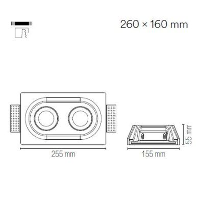 MORGANA INCASSO A 2 LUCI ORIENTABILE IN GESSO VERNICIABILE CON LAMPADINE ATTACCO GU10