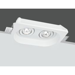MORGANA INCASSO A 2 LUCI ORIENTABILE IN GESSO VERNICIABILE CON LAMPADINE ATTACCO GU10