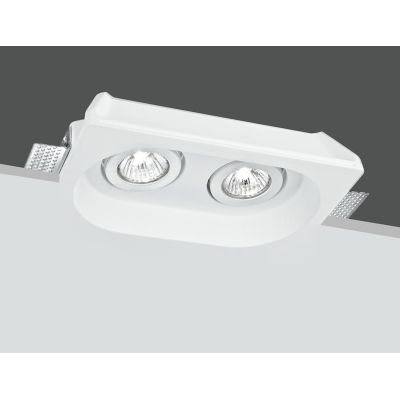 MORGANA INCASSO A 2 LUCI ORIENTABILE IN GESSO VERNICIABILE CON LAMPADINE ATTACCO GU10