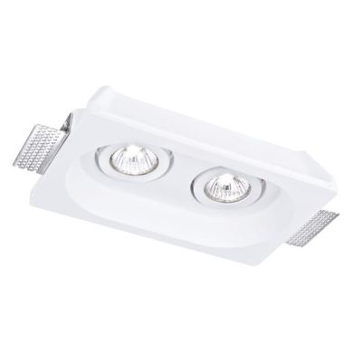 MORGANA INCASSO A 2 LUCI ORIENTABILE IN GESSO VERNICIABILE CON LAMPADINE ATTACCO GU10