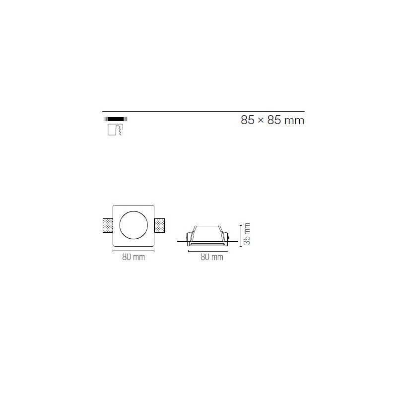 SENSO INCASSO QUADRATO 2 MISURE IN GESSO VERNICIABILE CON LAMPADINA ATTACCO GU10 MODERNO
