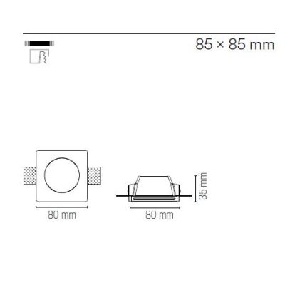 SENSO INCASSO QUADRATO 2 MISURE IN GESSO VERNICIABILE CON LAMPADINA ATTACCO GU10 MODERNO
