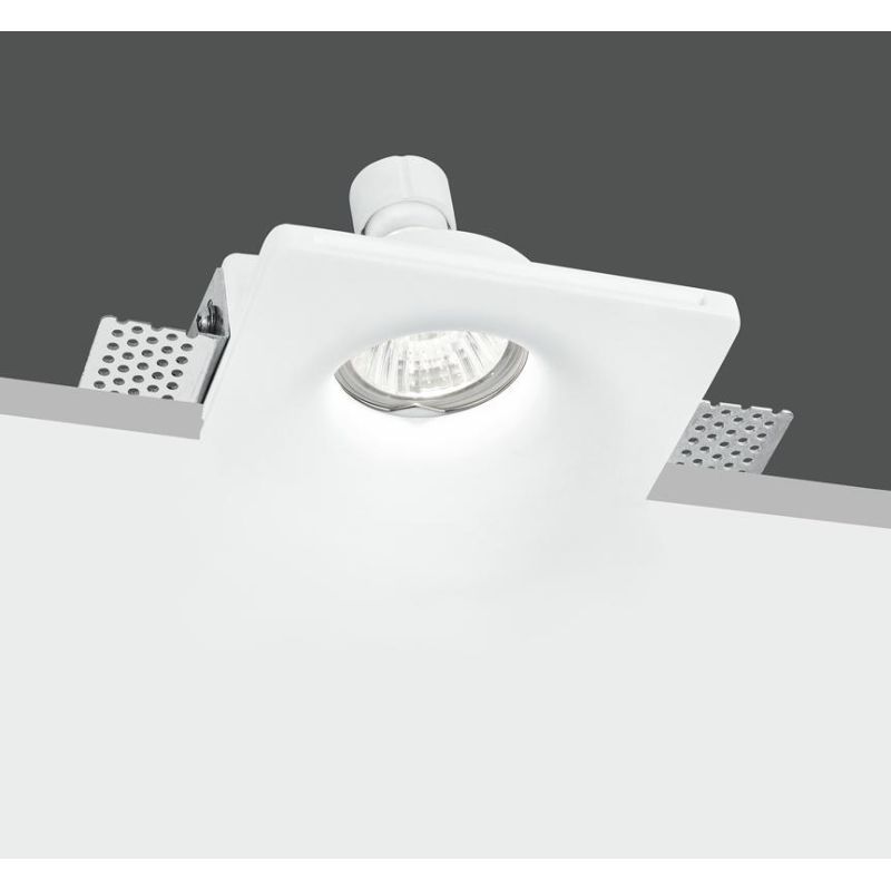 SENSO INCASSO QUADRATO 2 MISURE IN GESSO VERNICIABILE CON LAMPADINA ATTACCO GU10 MODERNO