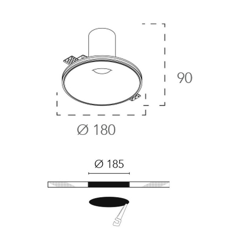 EVA INCASSO ROTONDO D18 CM IN GESSO VERNICIABILE LAMPADINA ATTACCO E27 MODERNO