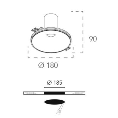 EVA INCASSO ROTONDO D18 CM IN GESSO VERNICIABILE LAMPADINA ATTACCO E27 MODERNO