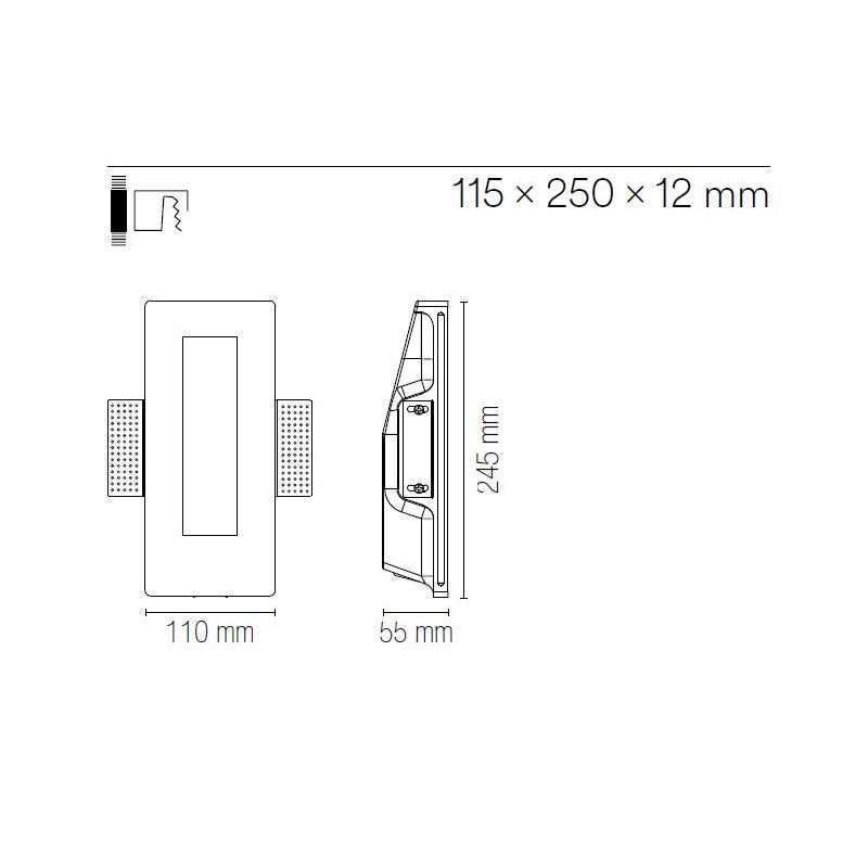 ARIEL SEGNAPASSO VERTICALE IN GESSO VERNICIABILE MODERNO LAMPADINA ATTACCO MINI GU10