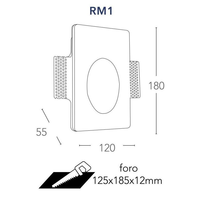 ARIEL SEGNAPASSO RETTANGOLARE IN GESSO VERNICIABILE MODERNO LAMPADINA ATTACCO MINI GU10