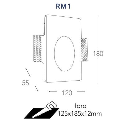 ARIEL SEGNAPASSO RETTANGOLARE IN GESSO VERNICIABILE MODERNO LAMPADINA ATTACCO MINI GU10