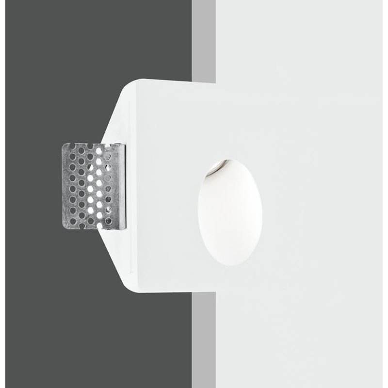 ARIEL SEGNAPASSO QUADRATO IN GESSO VERNICIABILE MODERNO LAMPADINA ATTACCO MINI GU10