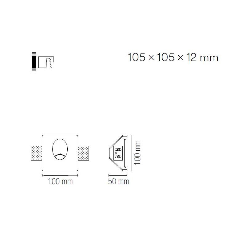 ARIEL SEGNAPASSO QUADRATO IN GESSO VERNICIABILE MODERNO LAMPADINA ATTACCO MINI GU10