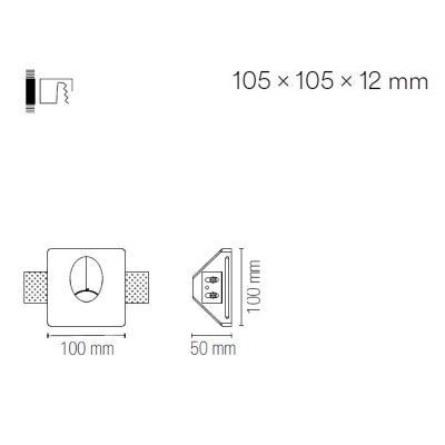 ARIEL SEGNAPASSO QUADRATO IN GESSO VERNICIABILE MODERNO LAMPADINA ATTACCO MINI GU10