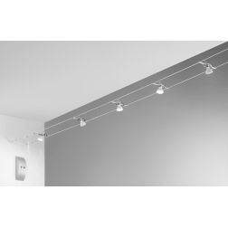TESATA "METRO" SISTEMA CAVI TESI MT. 5 METALLO CROMO DRIVER 50W INCLUSO 5 LUCI ORIENTABILI LAMPADINE ATTACCO MR16 2