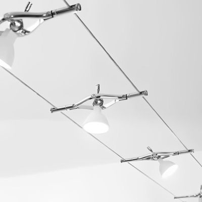 TESATA "METRO" SISTEMA CAVI TESI MT. 5 METALLO CROMO DRIVER 50W INCLUSO 5 LUCI ORIENTABILI LAMPADINE ATTACCO MR16