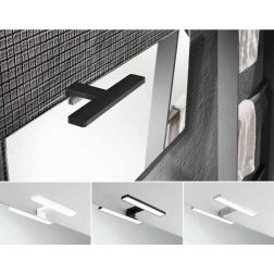 PICCOLA APPLIQUE DA SPECCHIO NERA,BIANCA O CROMO IP44 LED 5,2W LUCE 4000K MODERNA LARGHEZZA CM 28