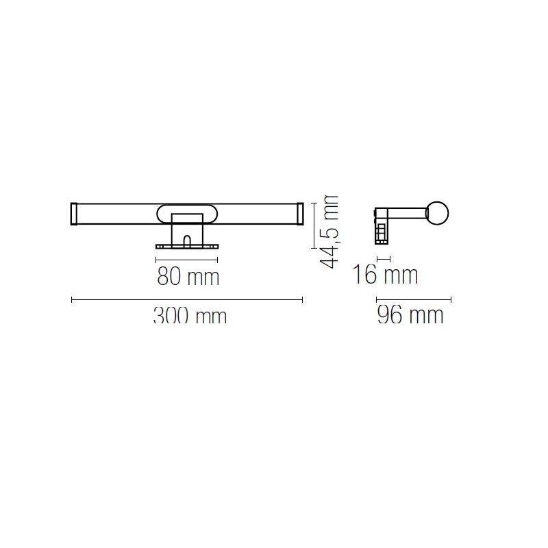 APPLIQUE CILINDRICA DA SPECCHIO FINITURA CROMO IP44 LED 5W LUCE 3000K O 4000K MODERNA LARGHEZZA CM 30