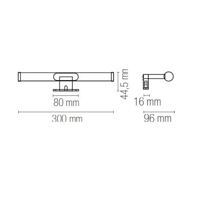 APPLIQUE CILINDRICA DA SPECCHIO FINITURA CROMO IP44 LED 5W LUCE 3000K O 4000K MODERNA LARGHEZZA CM 30