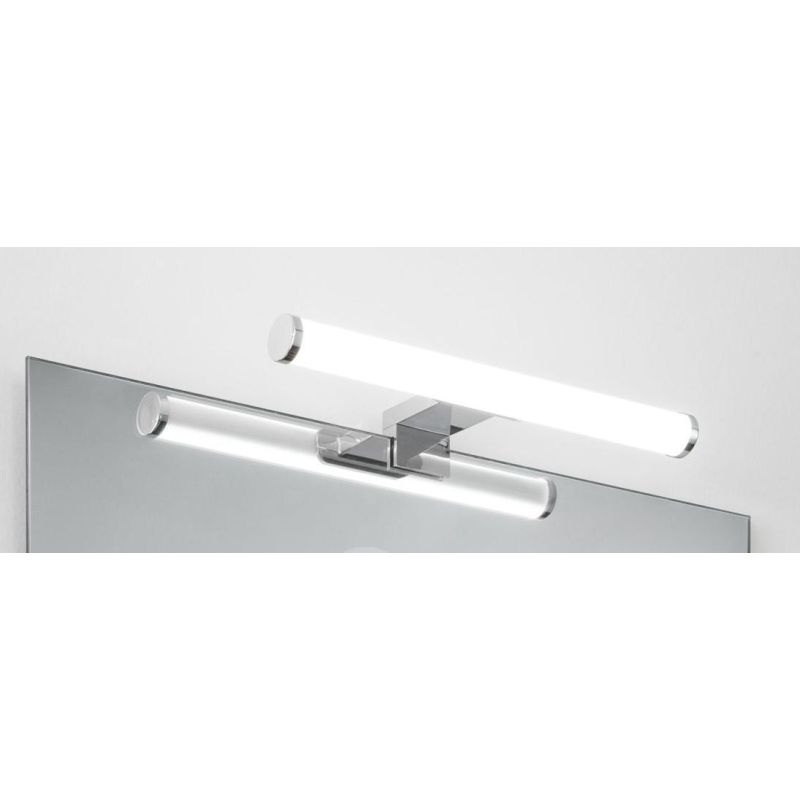 APPLIQUE CILINDRICA DA SPECCHIO FINITURA CROMO IP44 LED 5W LUCE 3000K O 4000K MODERNA LARGHEZZA CM 30