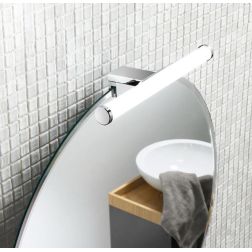 APPLIQUE CILINDRICA DA SPECCHIO FINITURA CROMO IP44 LED 5W LUCE 3000K O 4000K MODERNA LARGHEZZA CM 30