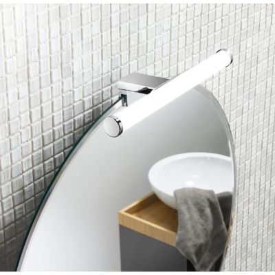 APPLIQUE CILINDRICA DA SPECCHIO FINITURA CROMO IP44 LED 5W LUCE 3000K O 4000K MODERNA LARGHEZZA CM 30