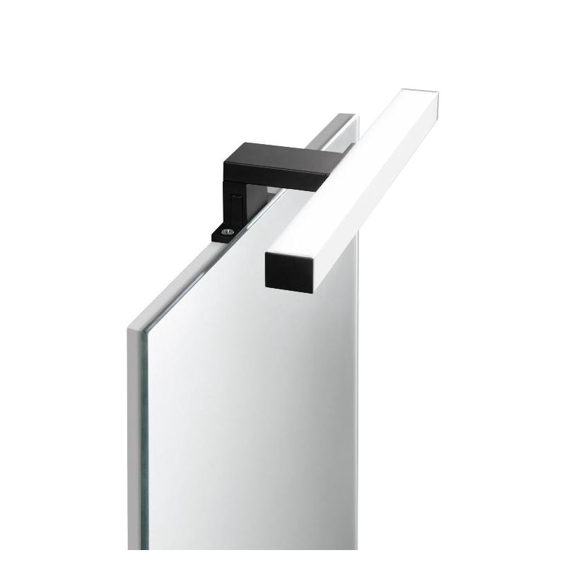 NOIR APPLIQUE DA SPECCHIO FINITURA NERA IP44 LED 5W LUCE 3000K O 4000K MODERNA LARGHEZZA CM 30