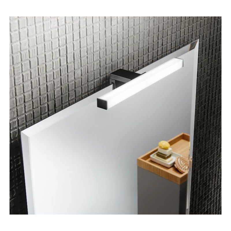 NOIR APPLIQUE DA SPECCHIO FINITURA NERA IP44 LED 5W LUCE 3000K O 4000K MODERNA LARGHEZZA CM 30