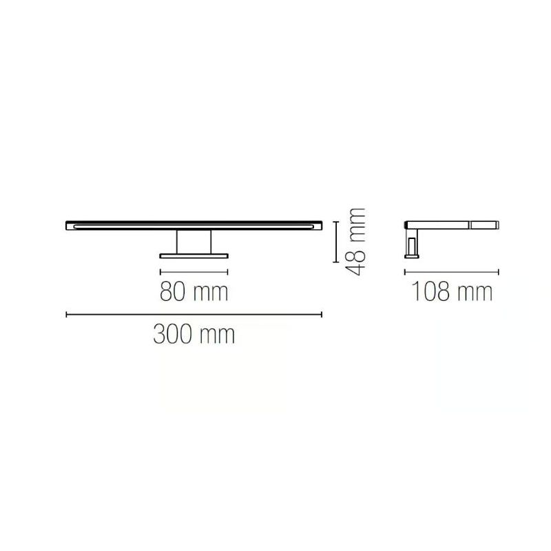 AQA APPLIQUE DA SPECCHIO FINITURA CROMO IP44 LED 8W LUCE 4000K BIEMISSIONE LARGHEZZA CM 30 MODERNA