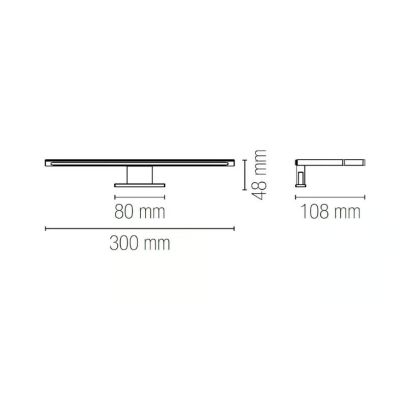 AQA APPLIQUE DA SPECCHIO FINITURA CROMO IP44 LED 8W LUCE 4000K BIEMISSIONE LARGHEZZA CM 30 MODERNA