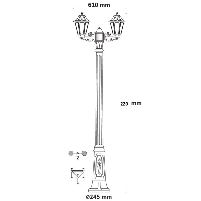 GIGIBISSO ANNA LAMPIONE H209 CM IP55 CON LANTERNE BIANCO O NERO IN RESINA ECONOMICO MADE IN ITALY DARK LIGHT - Cristalensi Shop