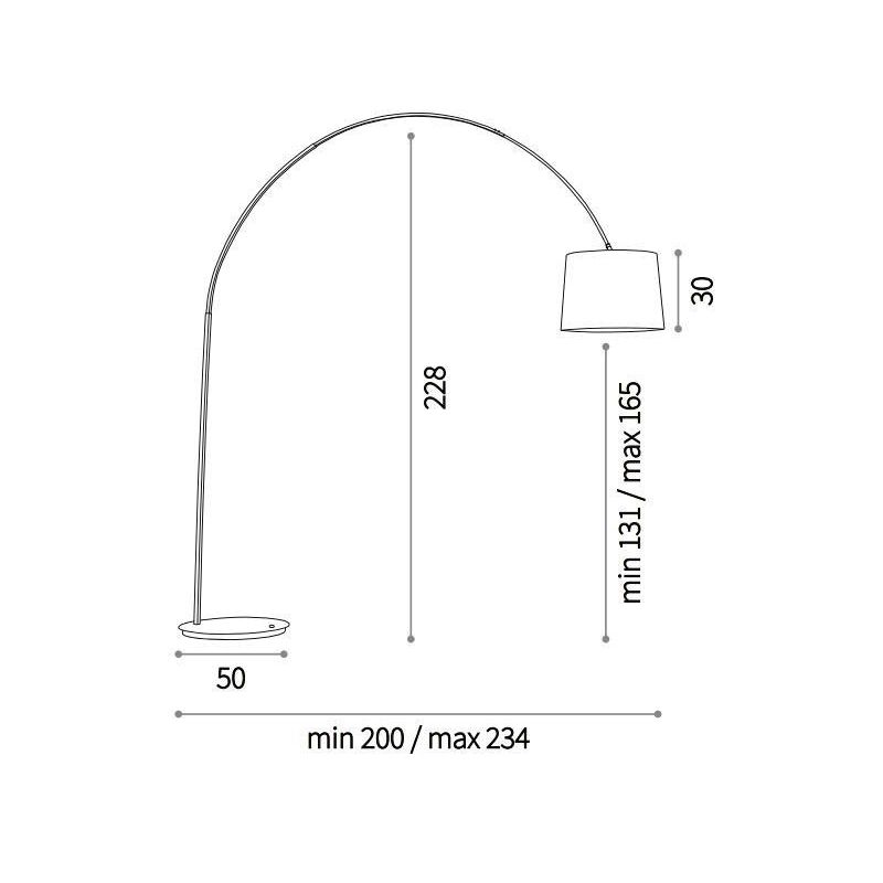 LAMPADA DA TERRA MODERNA CON STELO SQUADRATO CROMATO E BRACCIO TELESCOPICO BIANCA O NERA CRISTALENSI - Cristalensi Shop Online