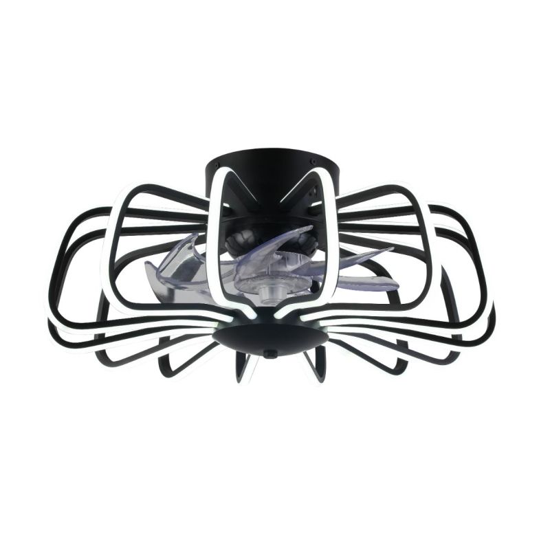 GRECALE VENTILATORE A GABBIA BIANCO O NERO LED 80W CCT DIMMERABILE CON TELECOMANDO INCLUSO