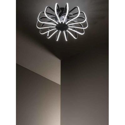 GRECALE VENTILATORE A GABBIA BIANCO O NERO LED 80W CCT DIMMERABILE CON TELECOMANDO INCLUSO