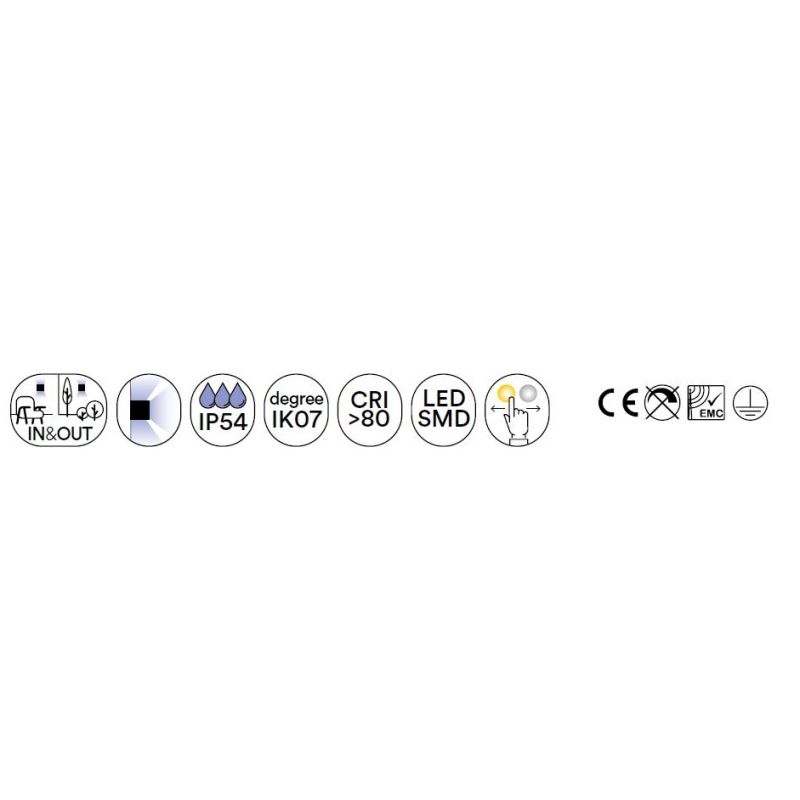 DUKROT APPLIQUE DA ESTERNO CON GRIGLIA IP54 LED 12W LUCE 3000K-4000K 3 COLORI MODERNA
