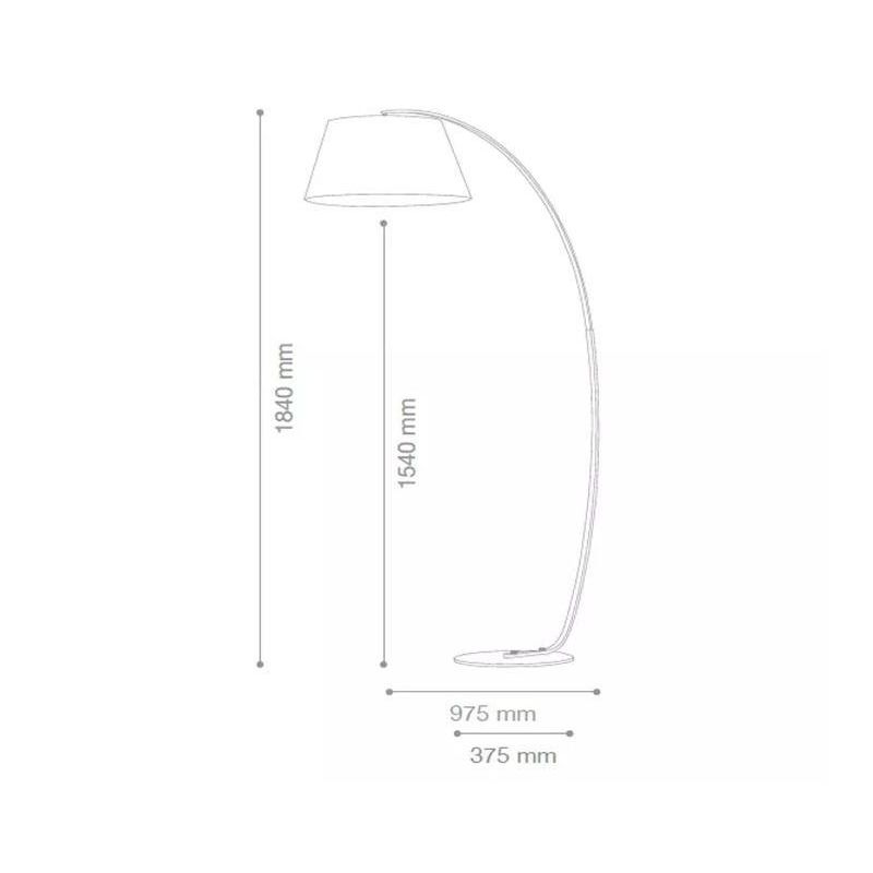 LAMPADA DA TERRA SEMICURVA IN METALLO BIANCO ARGENTO O NERO E PARALUME IN TESSUTO CRISTALENSI - Cristalensi Shop Online