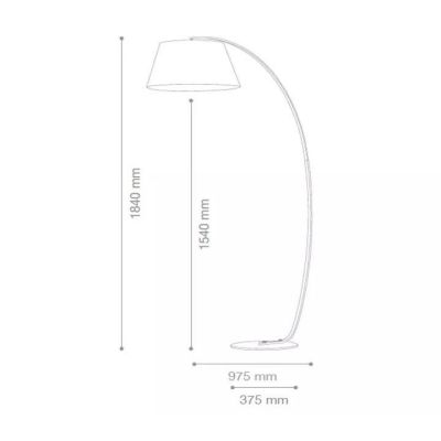 LAMPADA DA TERRA SEMICURVA IN METALLO BIANCO ARGENTO O NERO E PARALUME IN TESSUTO CRISTALENSI - Cristalensi Shop Online