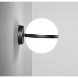 ORBIT APPLIQUE A SFERA BIANCA CON ALLUMINIO NERO IP44 MODERNA DA ESTERNO LAMPADINA ATTACCO E27 2