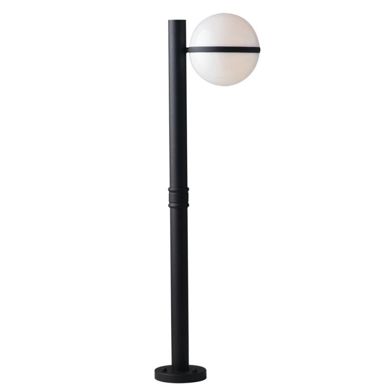 ORBIT PALO DA GIARDINO NERO H100 CM DIFFUSORE A SFERA BIANCA IP44 MODERNO LAMPADINA ATTACCO E27