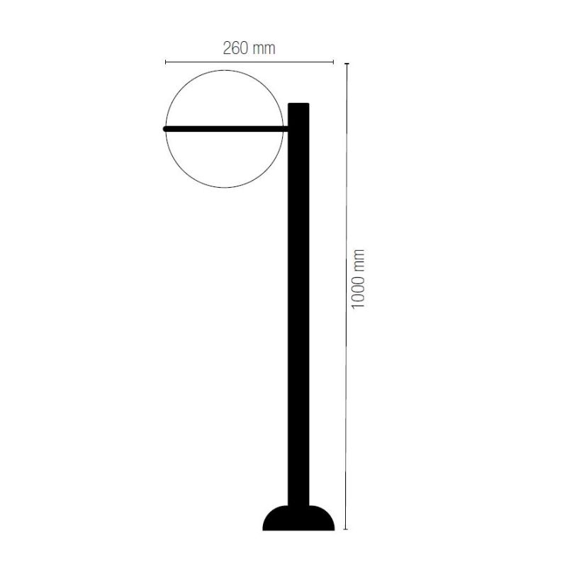ORBIT PALO DA GIARDINO NERO H100 CM DIFFUSORE A SFERA BIANCA IP44 MODERNO LAMPADINA ATTACCO E27