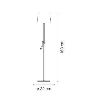 PIANTANA MODERNA SNODATA REGOLABILE IN ALTEZZA IN METALLO CON FINITURA NICKEL E PARALUME BIANCO CRISTALENSI - Cristalensi Shop O