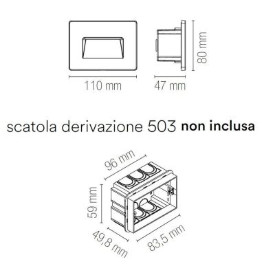 STRATOS SEGNAPASSO RETTANGOLARE 4 COLORI IP65 LED 3W LUCE 3000K-4000K-6000K PER SCATOLA 503