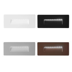 STRATOS SEGNAPASSO ALLUMINIO 4 COLORI RETTANGOLARE IP65 LED 5W LUCE 3000K-4000K-6000K PER SCATOLA 506L