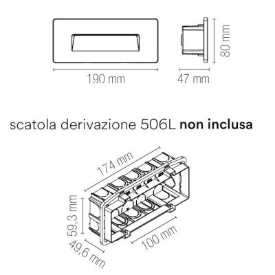 STRATOS SEGNAPASSO ALLUMINIO 4 COLORI RETTANGOLARE IP65 LED 5W LUCE 3000K-4000K-6000K PER SCATOLA 506L