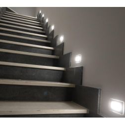 SEGNAPASSO DA INCASSO IN ALLUMINIO DIFFUSORE IN VETRO IP65 LED 5W LUCE 3000K-4000K-5500K PER SCATOLA 506L 2