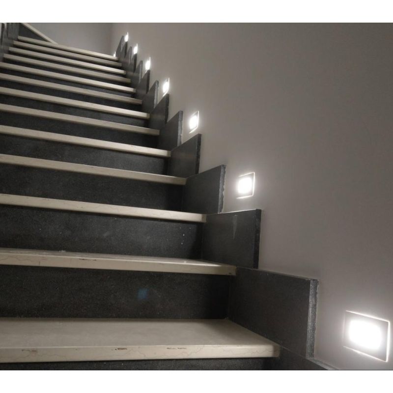 SEGNAPASSO DA INCASSO IN ALLUMINIO DIFFUSORE IN VETRO IP65 LED 5W LUCE 3000K-4000K-5500K PER SCATOLA 506L