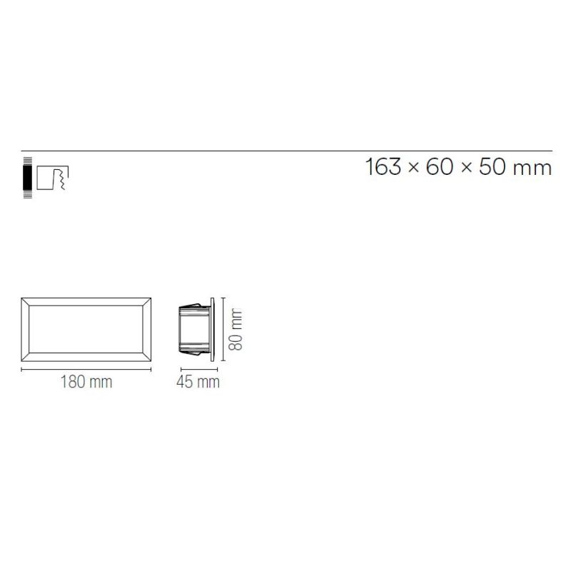 SEGNAPASSO DA INCASSO IN ALLUMINIO DIFFUSORE IN VETRO IP65 LED 5W LUCE 3000K-4000K-5500K PER SCATOLA 506L