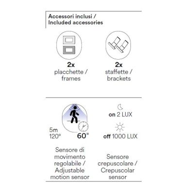 BOLT SEGNAPASSO DA INCASSO IP65 SENSORE MOVIMENTO E CREPUSCOLARE LED 3W LUCE 4000K PER SCATOLA 503