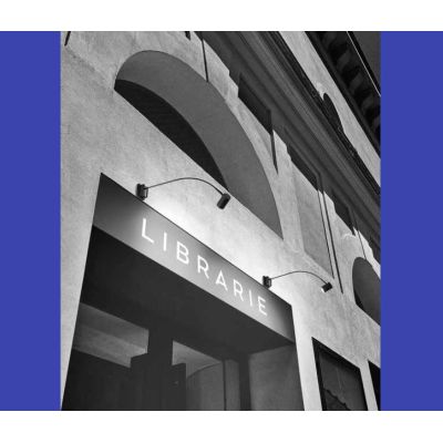 BANNER APPLIQUE ORIENTABILE DA ESTERNO PER INSEGNE O FACCIATE IP55 NERA LAMPADINA GU10